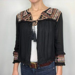 Primadiva S Embroidered Beaded Tassel 3/4 Jacket E